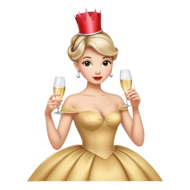 Cinematic Realistic Cinderella Portrait, depicted with lifelike skin texture, subtle rosy undertones, and soft natural lighting that enhances the gentle contours of her face. Her intricately detailed golden blonde hair is elegantly styled in an updo, with delicate wisps framing her face for added realism. Her deep, expressive blue eyes radiate warmth and sincerity, reflecting a quiet resilience and grace. She is dressed in her iconic ball gown, the fabric shimmering with intricate embroidery and fine translucent layers that catch the light beautifully. The soft sheen of satin gloves and the delicate sparkle of a glass-like slipper peeking from beneath her dress add a touch of magical realism. The portrait features an enchanting glow with a natural, luminous finish, seamlessly blending realism and fairytale charm to evoke a sense of depth, elegance, and timeless beauty. sticker