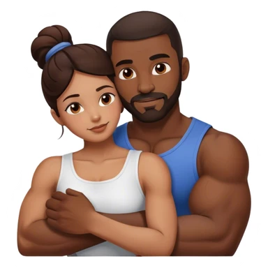 Black man with facial hair and muscles hug small beautiful brunette woman sticker