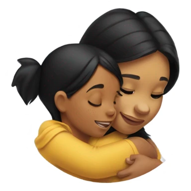 Winne the Pooh hugging girl with black hair and gold hoop earrings  sticker