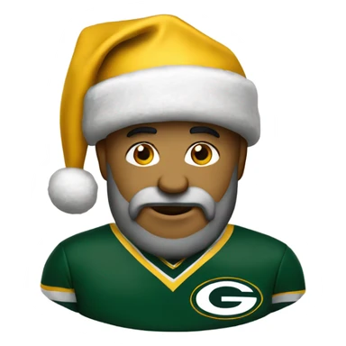 Santa wearing Green Bay packer hat sticker