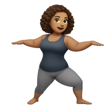 A plus size woman in a yoga lunge pose. She has light skin, brown straight hair, and brown eyes.  sticker