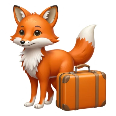 A clever fox gripping a tiny suitcase with its agile tail. sticker