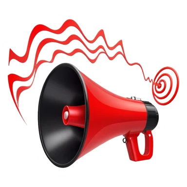 red and black megaphone loudspeaker with sound waves sticker