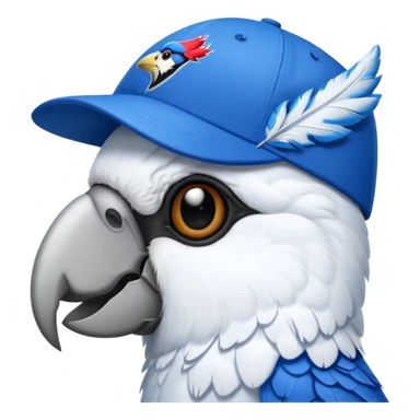 white parrot with blue jays hat on sticker