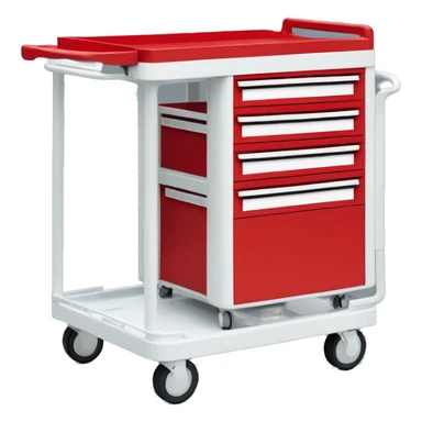 Singular Red medical crash cart is a mobile, multi-drawer unit designed to store and organize emergency medical supplies and equipment sticker