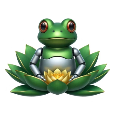 robot frog on lotus sticker