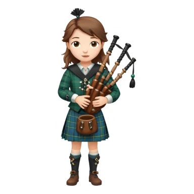 scotch girl playing bagpipe full body sticker