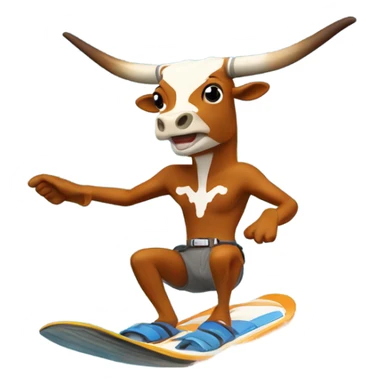 Texas Longhorn mascot on water skis jumping sticker