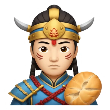 chinese ancient warrior with bread sticker