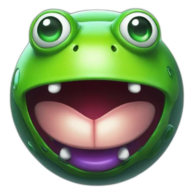 3d sphere with a cartoon frog jukebox Evoker skin texture with kind eyes sticker