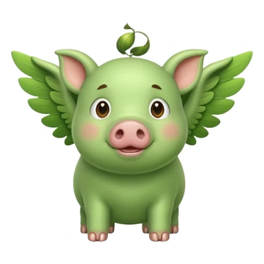 Green pig with wings  sticker