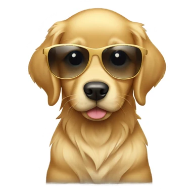 Golden retriever puppy wearing sunglasses at the beach sticker