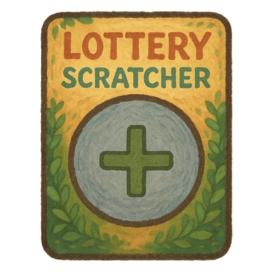 ghibli style lottery scratcher ticket with a plus sign sticker