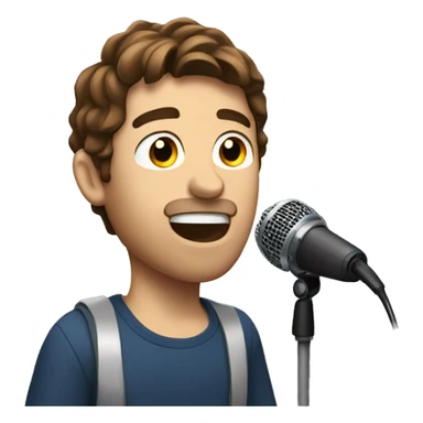 Guy with brown hair singing with microphone sticker