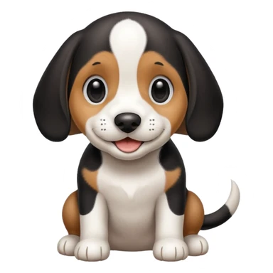 Black and white beagle puppy, smiling, smooth coat sticker