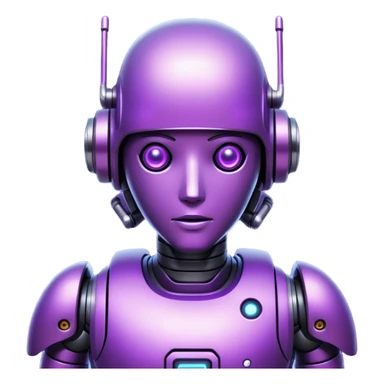 glitter purple cyberpunk robot sticker