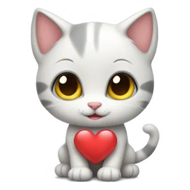 cute kitten with heart sticker