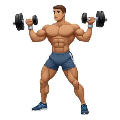 side-view bodybuilder dumbbell lunges sticker