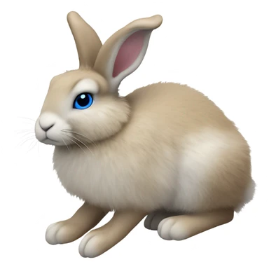snowshoe hare very fluffy, no legs. laying down, side view, blue eyes sticker