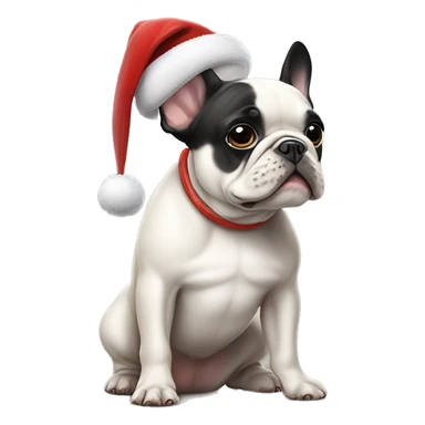 French bulldog with Santa hat sticker