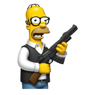 Homer Simpson with a gun wearing glasses sticker