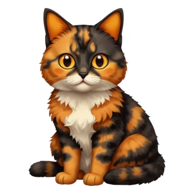 black and orange cat. tortie. amber eyes. full body.  sticker
