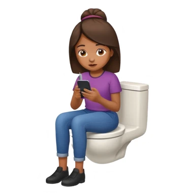 Brown girl using the toilet  sticker