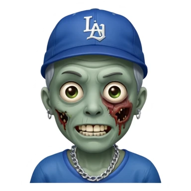 Zombie cerrando un ojo con gorra de los Dodgers y cadena de plata  sticker