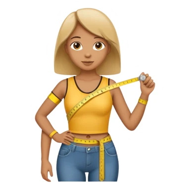 person measuring their waist with a tape measure sticker