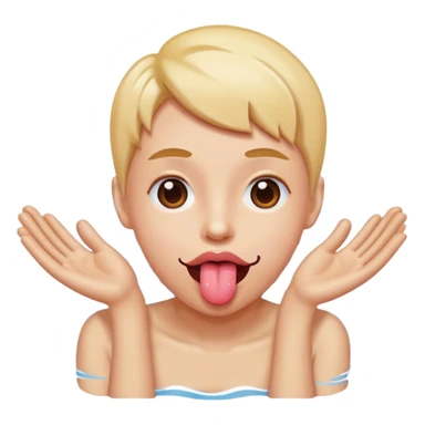 tongue out with hands like your swimming sticker
