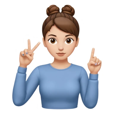 A white female with brown hair bun flipping the middle finger with both hands sticker
