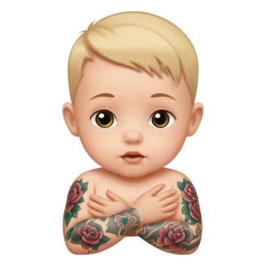 baby with tattoo sticker