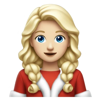 Girl dressed as Santa Claus, blue eyes, blond hair sticker