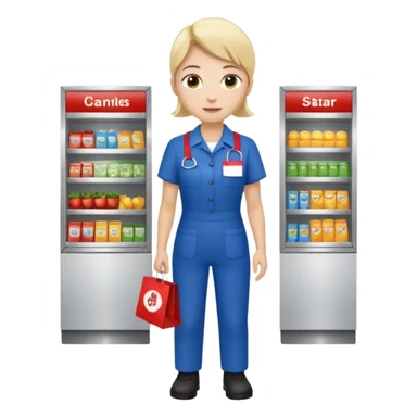 supermarket employee at a cash register, full body sticker