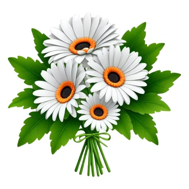 bouquet Gerbera Daisy White, luxuriant, leaf, bud sticker