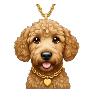 Light Brown golden doodle with gold color cross chain sticker