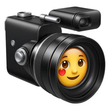 A simple camera lens, apple emoji style, side view, no face, 45 degree angle sticker