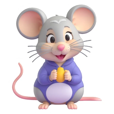 female mouse with very short gray-blond hair, winking sticker