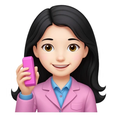 long black haired girl kid playing pink colored formula 1 toy sticker