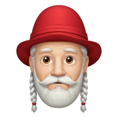 very old, white bearded and white mustached, red long haired, braided, earringed sticker