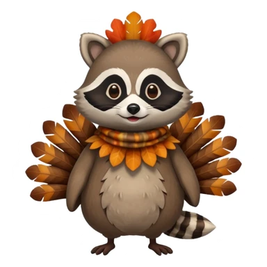 Raccoon in a turkey costume sticker