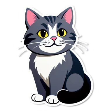 Grey cat sticker