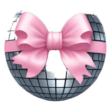 disco ball with a light pink bow on top of it  sticker