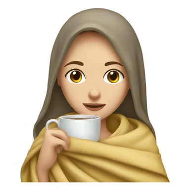 caucasian girl wrapped in blanket drinking tea sticker