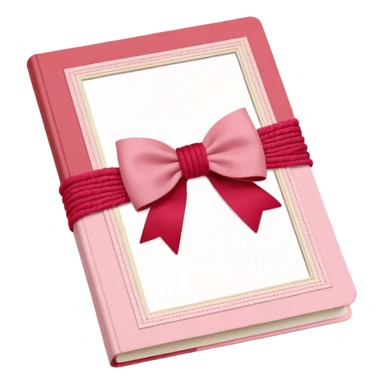 Junk journaling aesthetic book cover, tactile fabric textures, classic framing
Red yarn bow as focal point, soft shadows, calm pastel pink backdrop
Elegant, cozy, artistic, high-end print design sticker