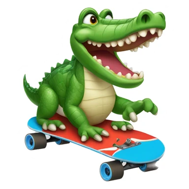 a crocodile on a skateboard drinking a soda  sticker