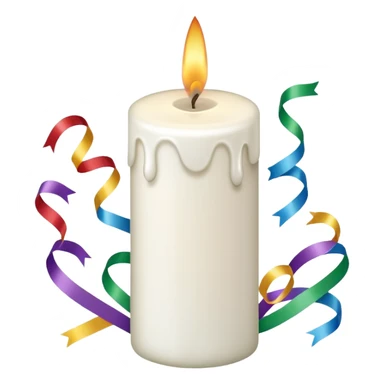 white candle with confetti and streamers sticker