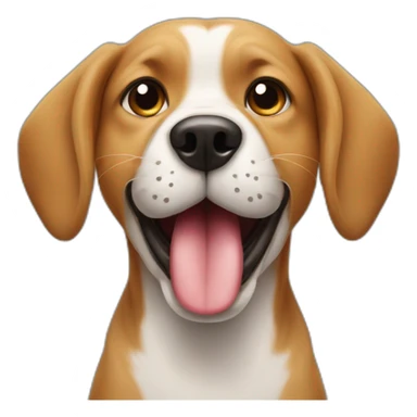 Dog pointing at his mouth with his tongue stuck to the roof of his mouth sticker