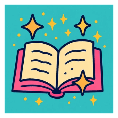 an open pink book with sparkles, whimsical style sticker