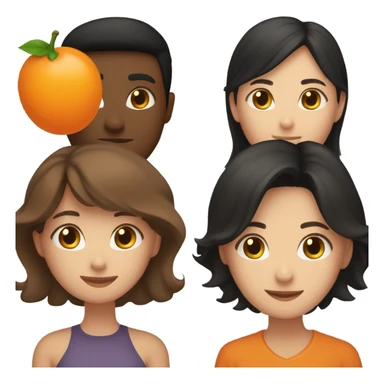 a light brunette woman with long brown hair and a brunette man with short black hair hugging an orange cat sticker